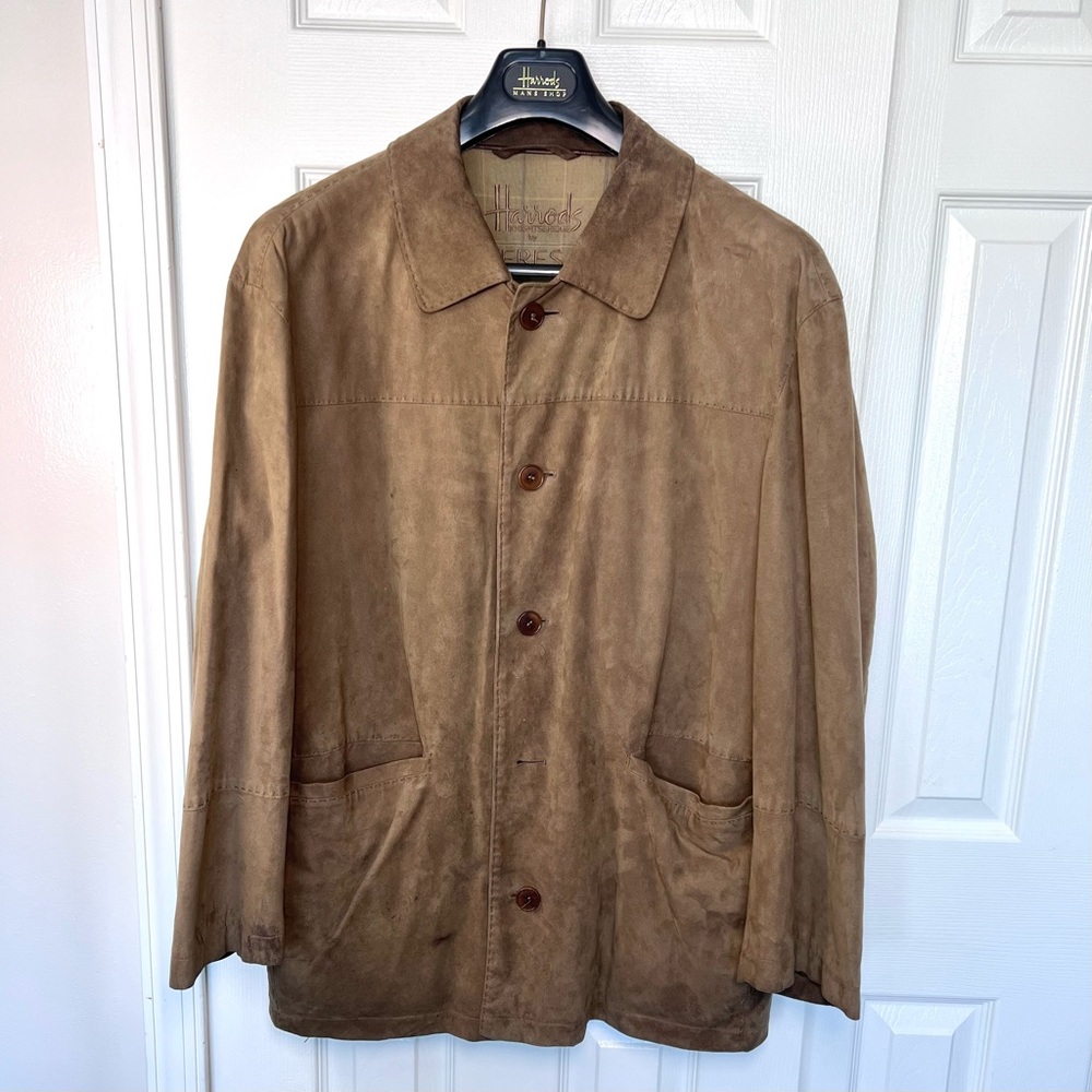The Luxury Vintage: Vintage Harrods London Men’s Suede Jacket | Genuine Leather